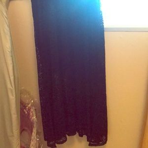 V-neck lace maxi dress built in under short dress